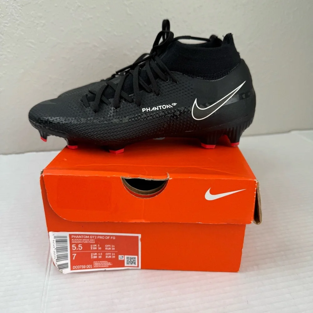New Nike Phantom GT2 Pro Dynamic fit FG soccer cleats black gray 5.5 M / 7 W - Picture 1 of 10